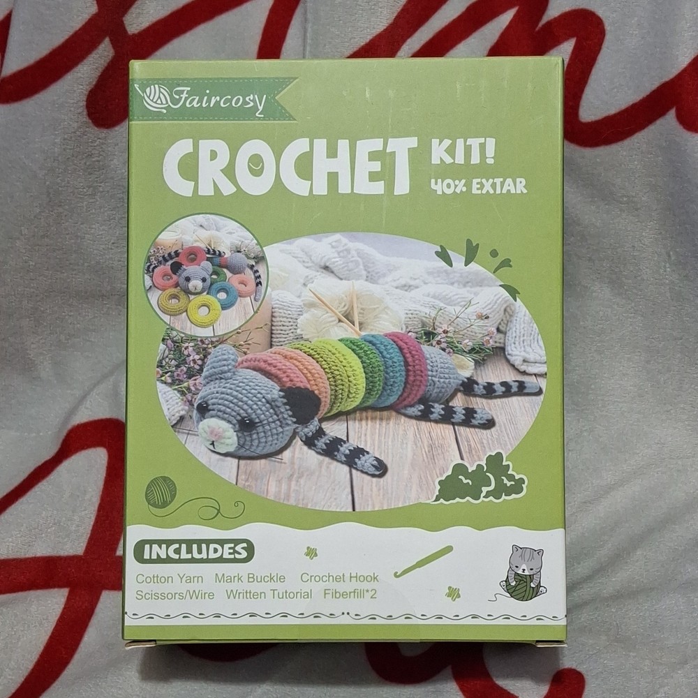 Faircosy Cat Slug Crochet Kit with Yarn, Hook, Fiberfill, Tutorial