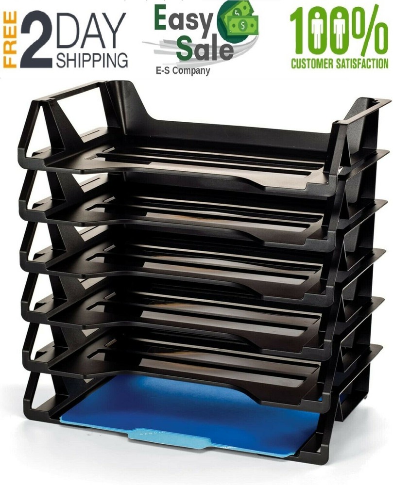 6 Pack Letter Tray Desk Office File Document Paper Holder Stackable Organizer