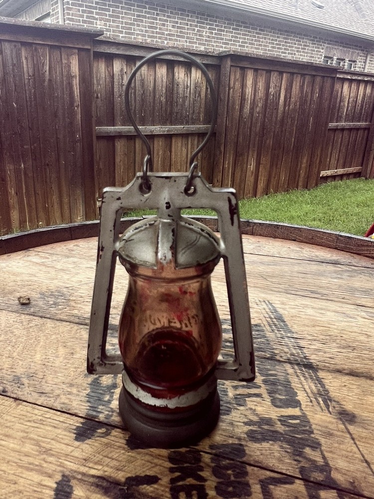 Antique Glass Oil Lantern Candy Container