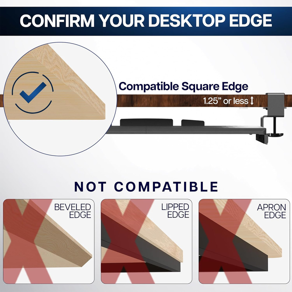 Large Keyboard Tray under Desk Pull Out with Extra Sturdy C Clamp Mount System,