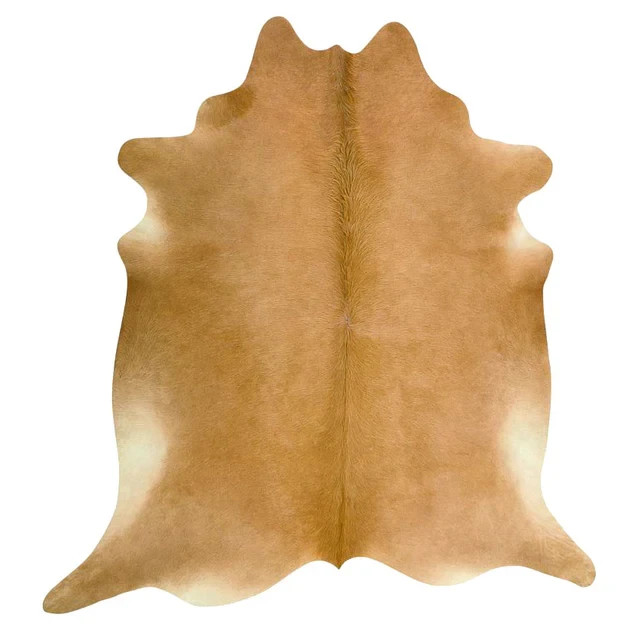 GENUINE BEIGE LARGE Cowhide Rug Leather Natural Hair on Cow Hide Carpet Skin