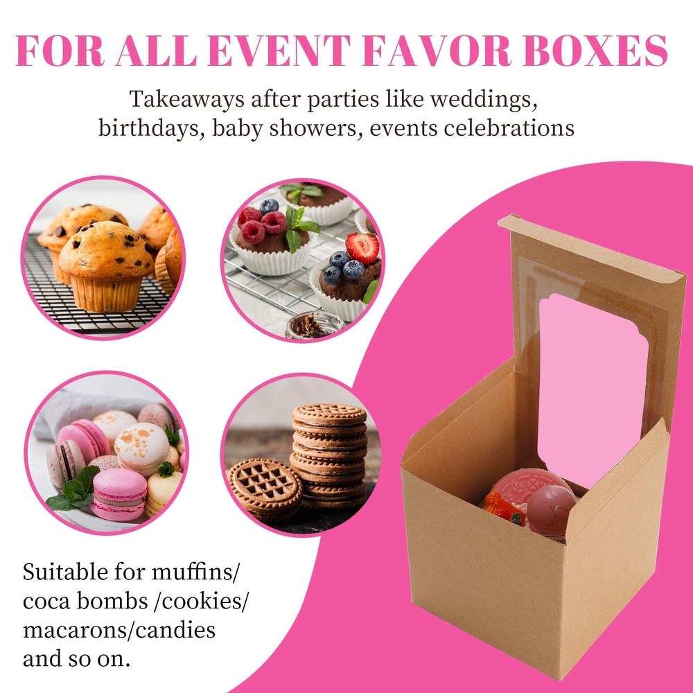 25 Pcs Cupcake Boxes Individual Cupcake Containers Pre-Assembled Single Cupca...