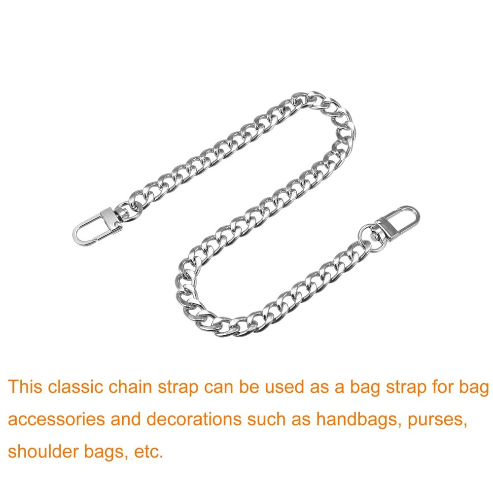 Iron Flat Chain Strap 16" Handbag Chains Purse Straps DIY Replacement Silver