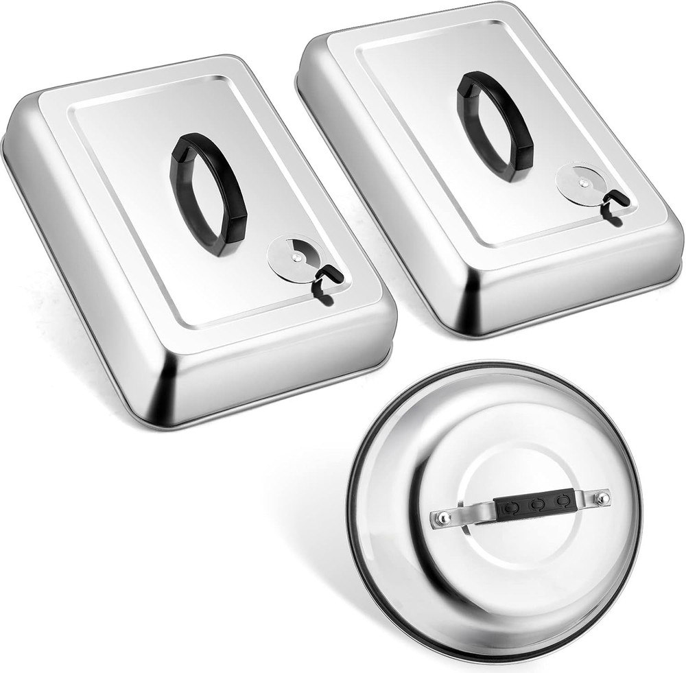 3Pcs Basting Cover for Griddle,  Large 13" Rectangular Cheese Melting Dome with