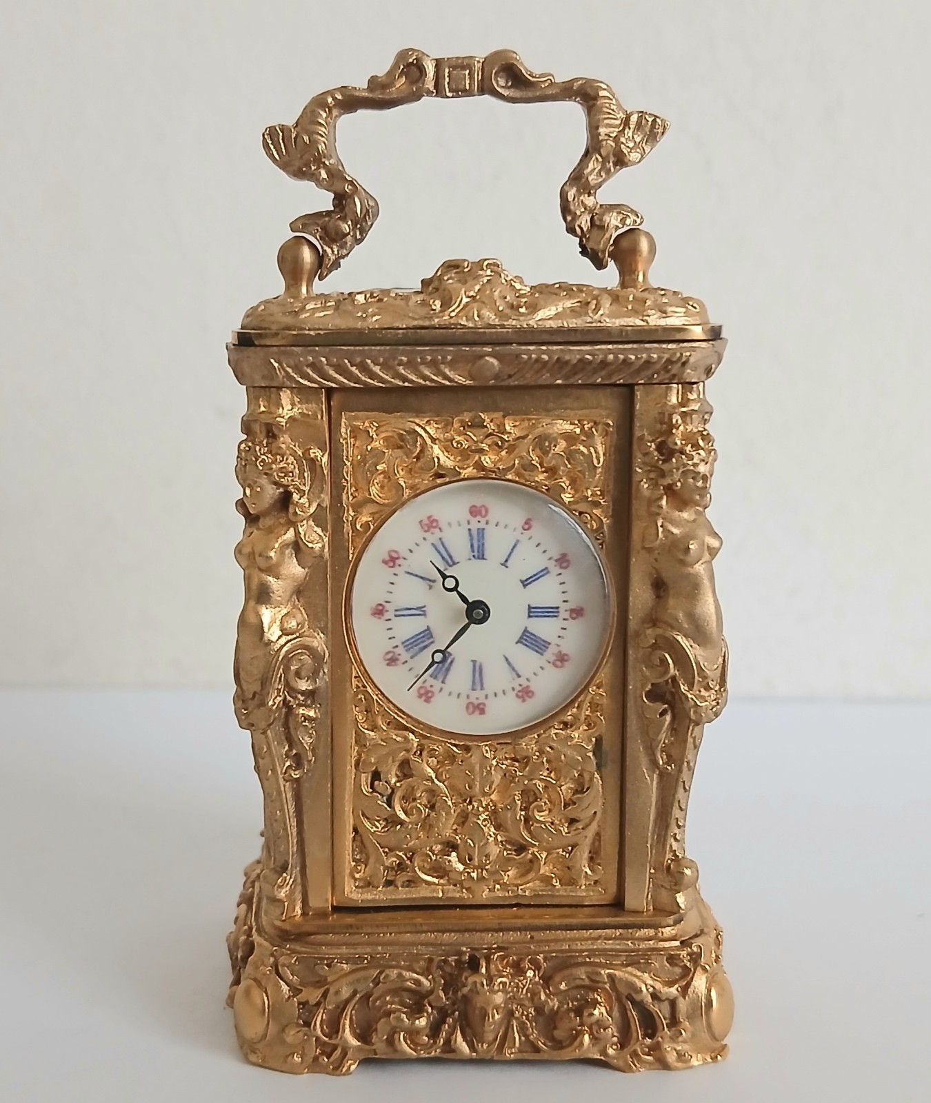 Miniature French Style Clock. Excellent Working Condition with Key.