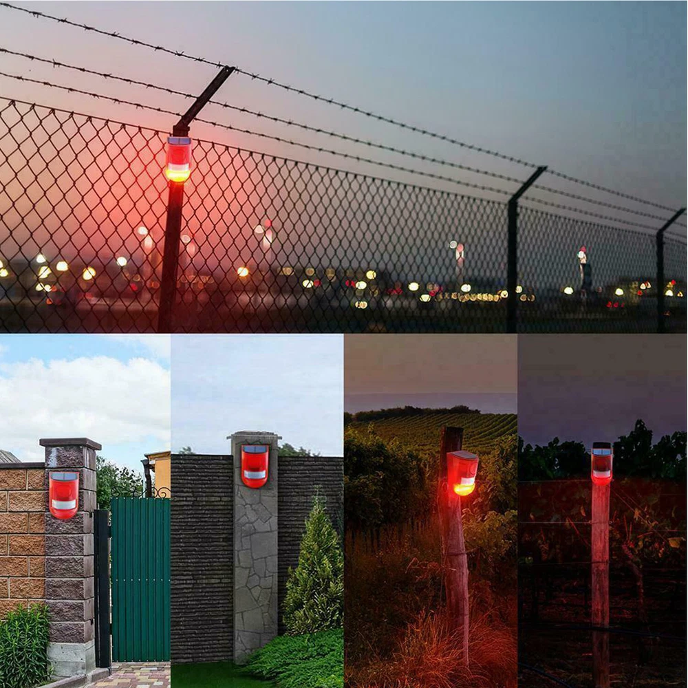 Magic Solar Alarm Warning Satety Anti-Theft Flashing Light Sensor Garden Yard