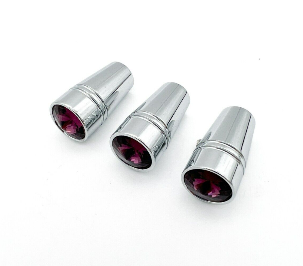 (Set/3) Chrome Purple Crystal Mini Toggle Switch Extensions 1" For Peterbilt