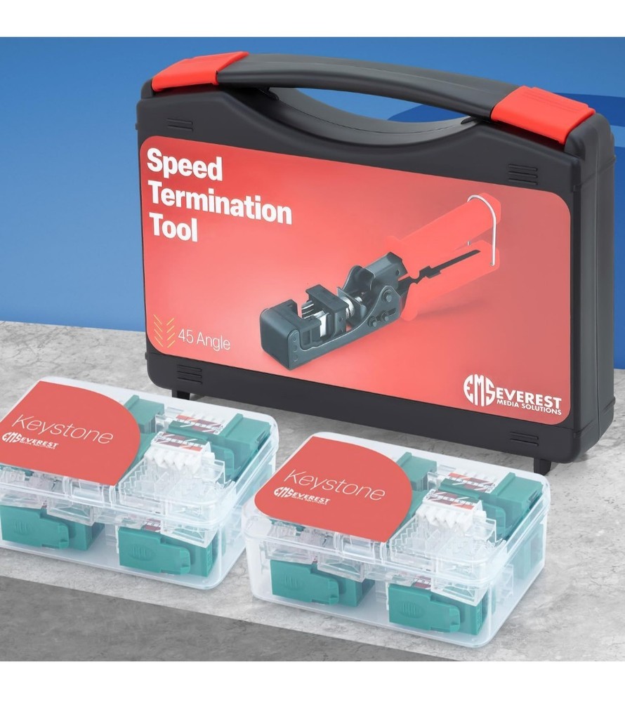 Everest Media Solutions Speed Termination Tool Set 45° Angled Keystone Jacks Red