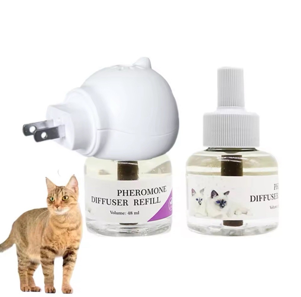 Lot Of Cat Calming Pheromone Diffuser Kit Plug-In (1 Diffuser, 2 Refills)