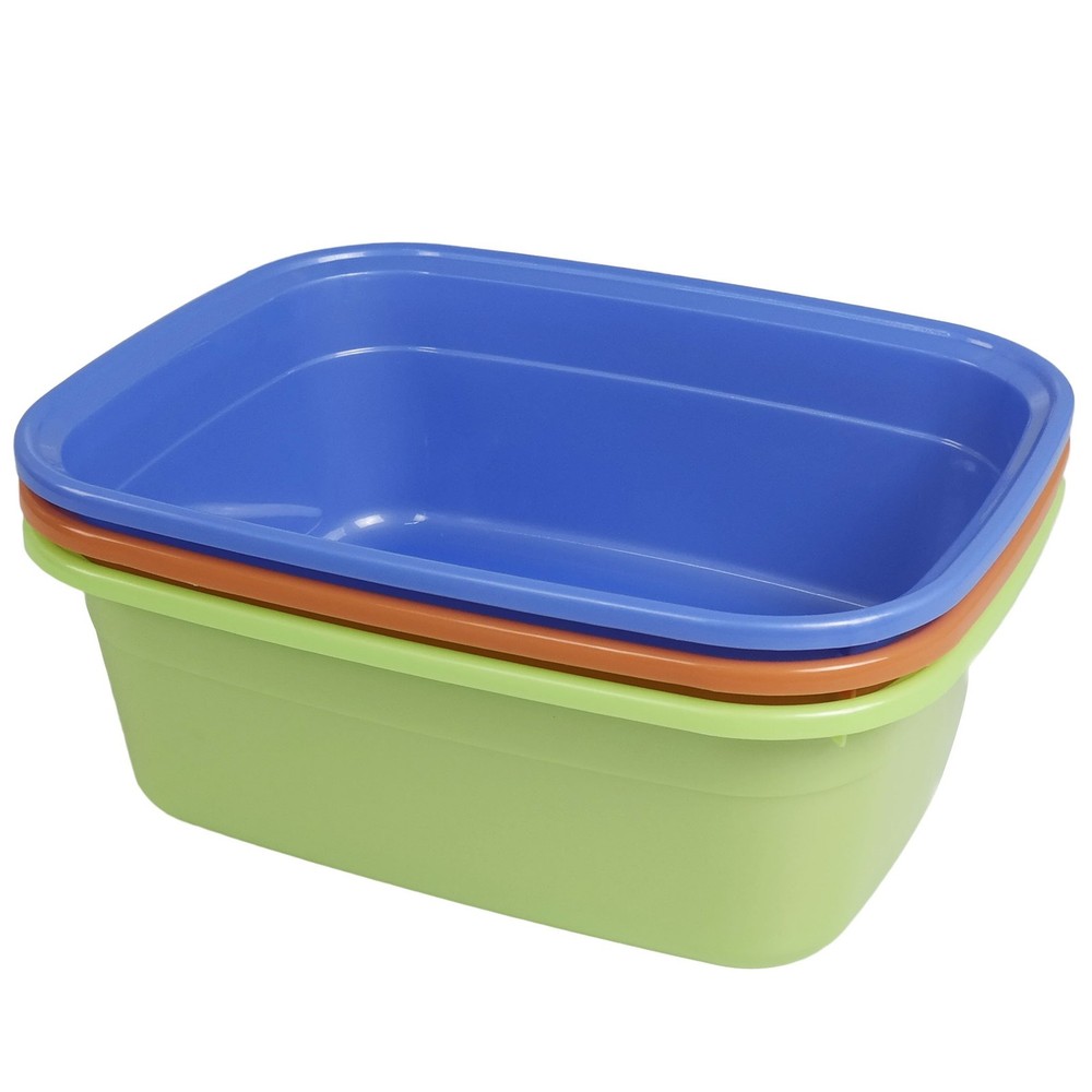 Nicesh 14 Quart Plastic NonSlip Dish Basin Pan, 3Pack