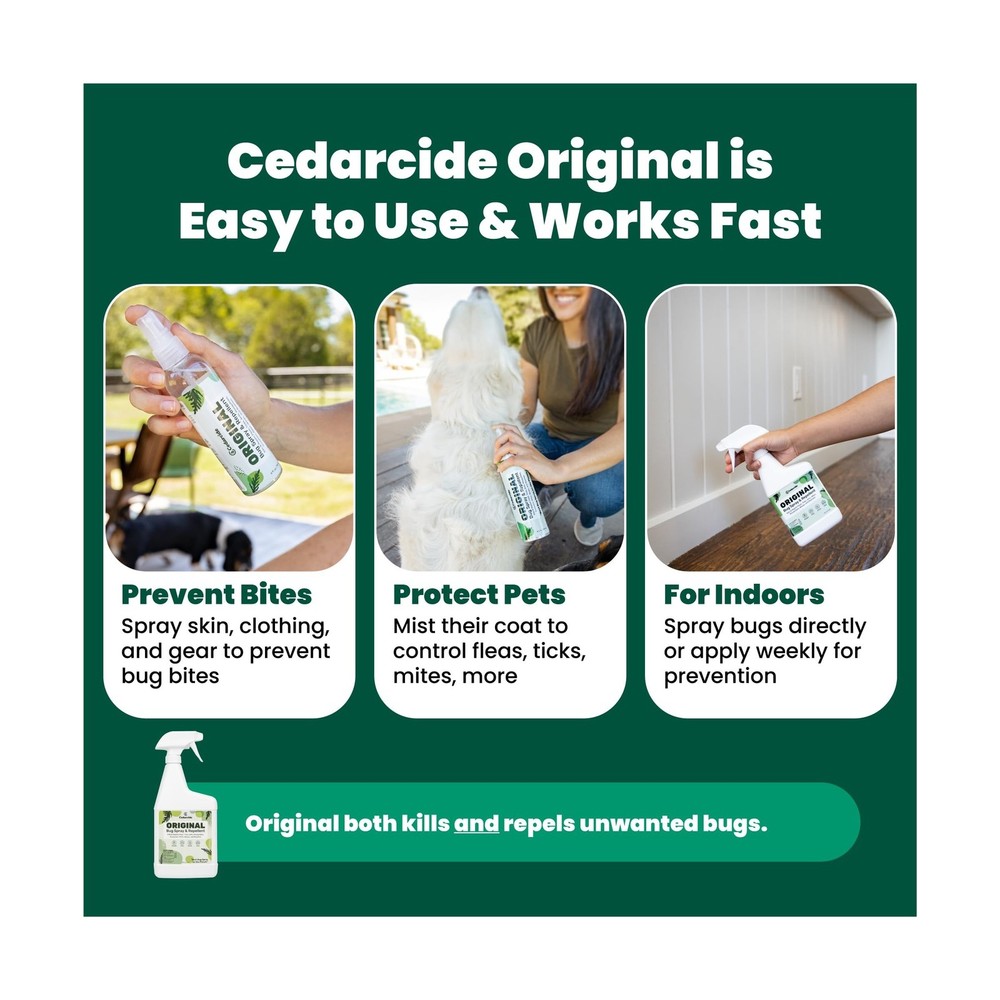 Cedarcide Original Bug Spray | Repel & Kill Fleas, Ticks, Mosquitoes, Mites, ...