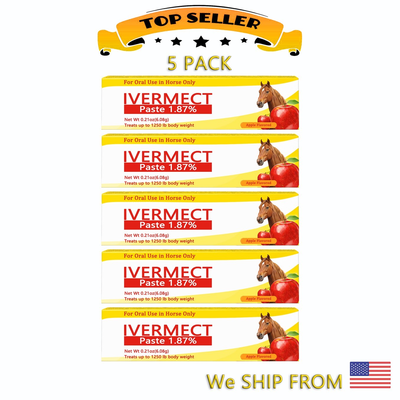 Apple Flavor Dewormer Paste 5 Pack - For Extended Care