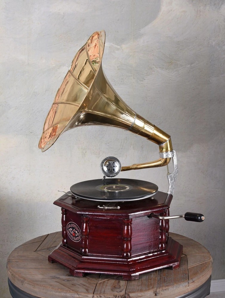 Antique HMV Gramophone Fully Functional Working Phonograph, win-up record player