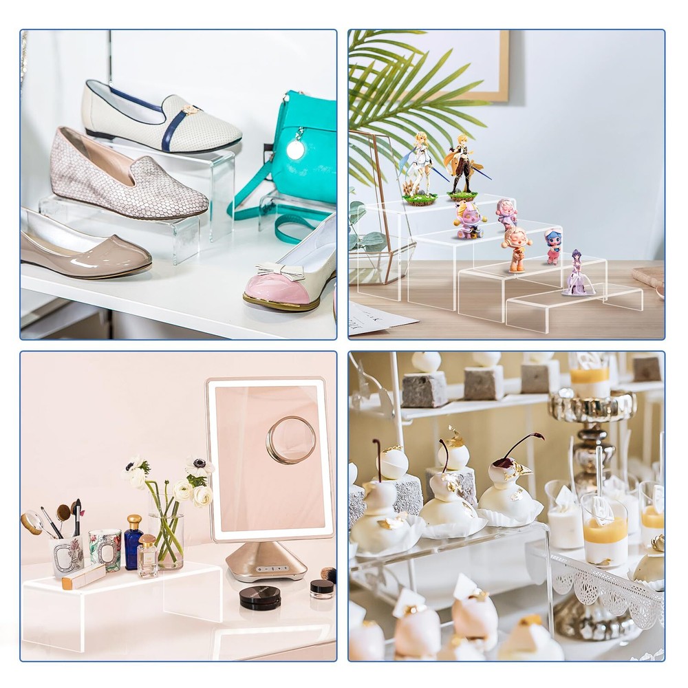 Display Risers 10 Pcs 2 Set Acrylic Riser Display Shelf Clear Display Riser D...