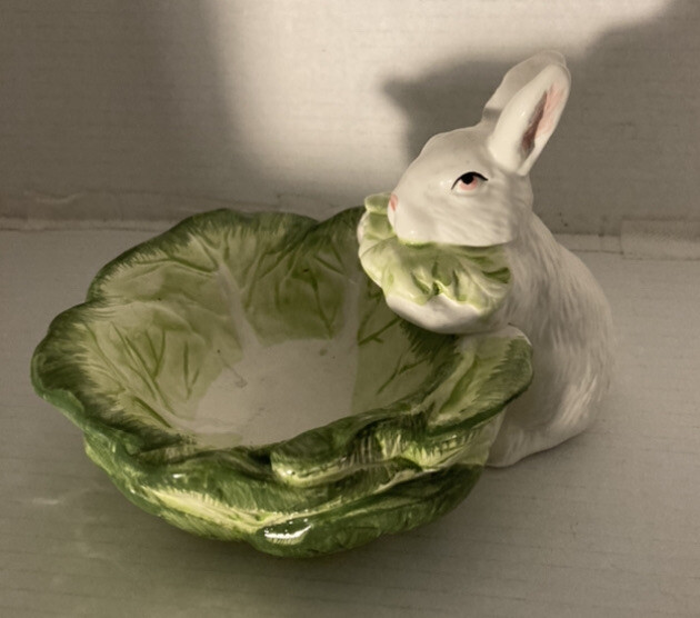 Department 56 Beautiful White Rabbit Candy Dish Easter Decor