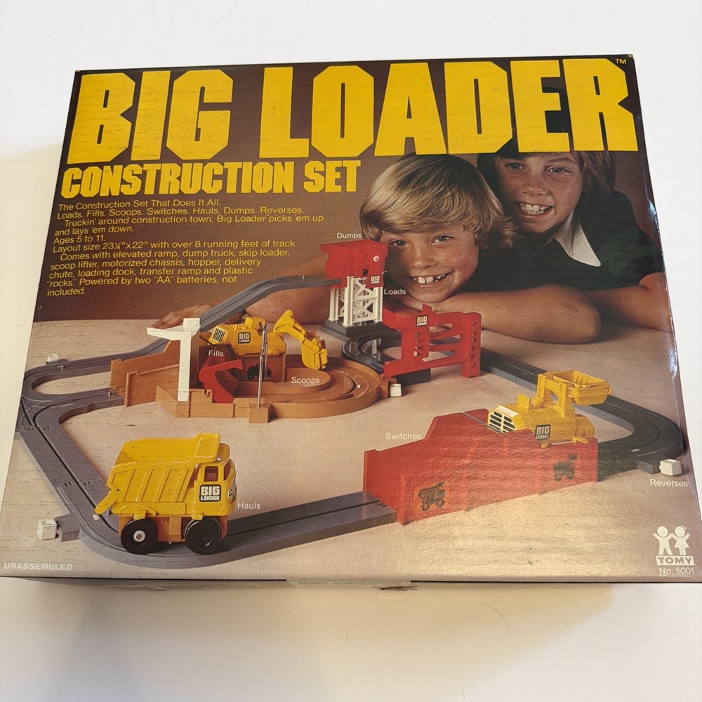TOMY Big Loader Construction Set #5001 Vintage 1977 Motorized Trucks COMPLETE