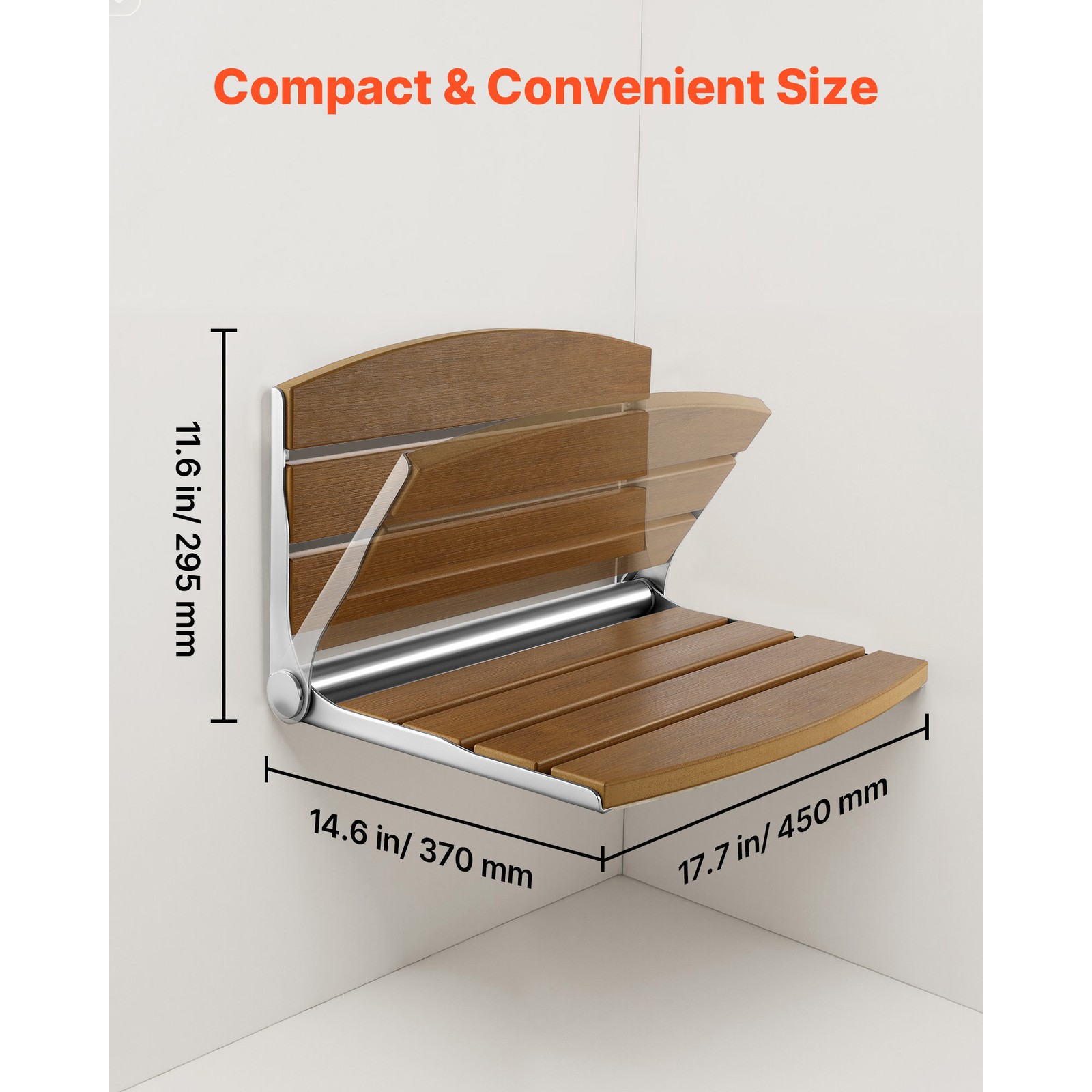 Uimoso Foldable Shower Seat Wall Mounted Folding Shower Bench 400LBS Capacity
