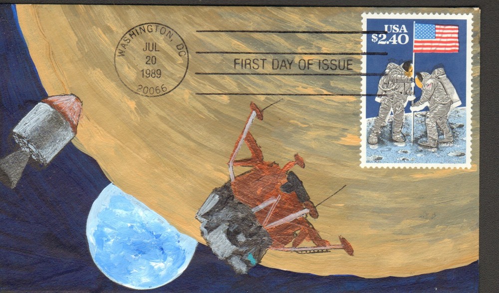 ERROR 2419 Unlisted Engraving Shift on DeRosset Hand Painted Space Moon Landing