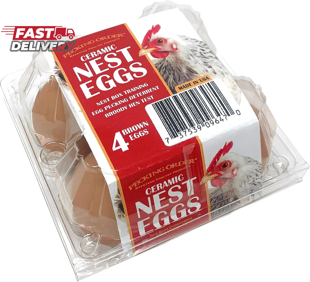 Pecking Order Ceramic Nest Eggs - Brown (4-Pack) (9647)