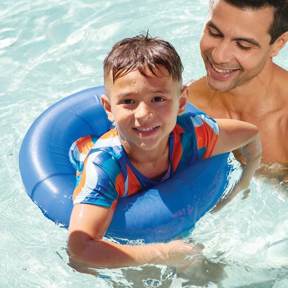 Inflatable Tot Trainer Pool Float with Adjustable Strap, Ages 2-4,25-37 lbs,Blue