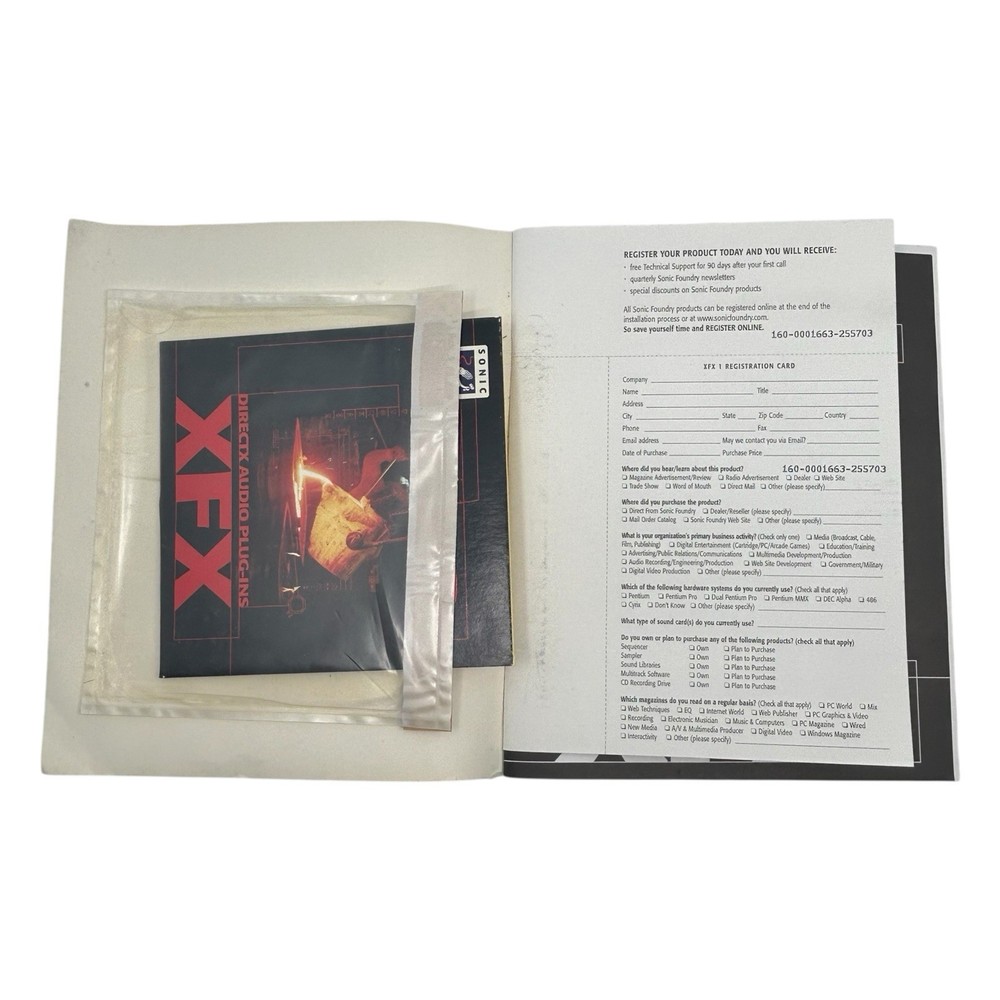 Sonic Foundry XFX DirectX Audio Plug-Ins Software & User Manual 1998