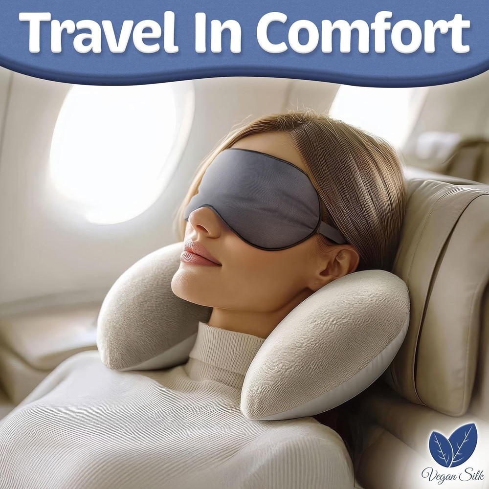 Cooling Light Blocking Eye Mask with Adjustable Strap - Navy Gray Bamboo Viscose