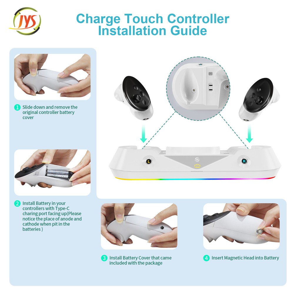 Charging Dock Charger Stand Holder Part For Oculus Quest 3 VR Headset Controller