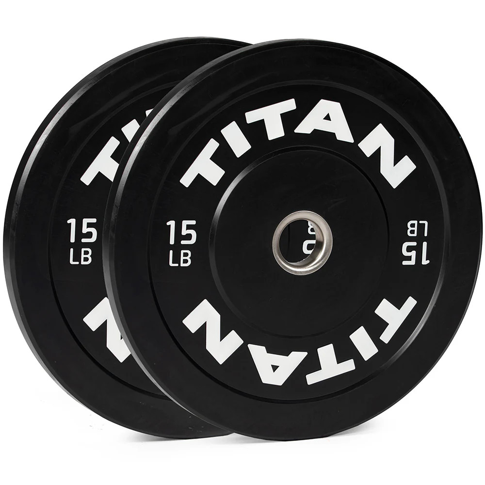 Titan Fitness 15 LB Pair Economy Series Black Olympic Bumper Plates