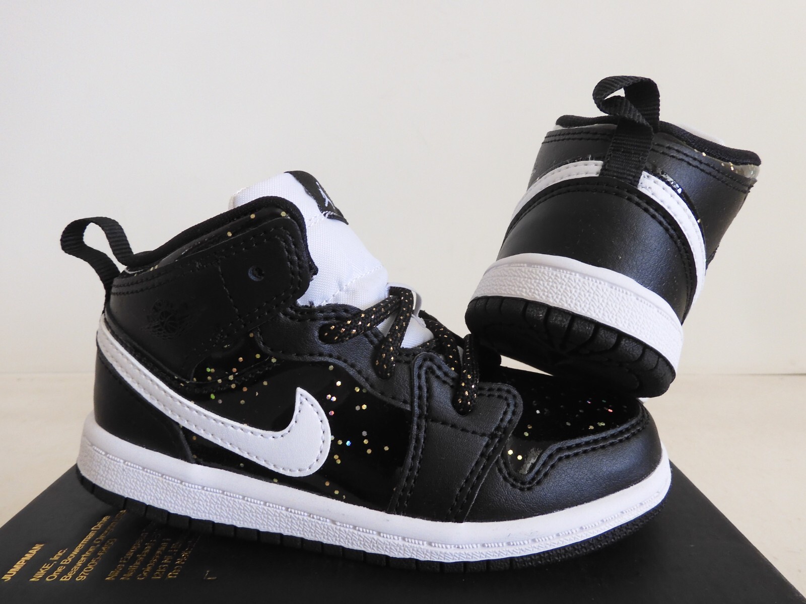 Nike Air Jordan 1 Mid Se (Td) Black-White-Black Speckle Sz 9c [AV5172-001]