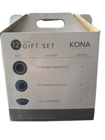 Round Lite Melamine Dinnerware 12 pc Set Blue & Black Color
