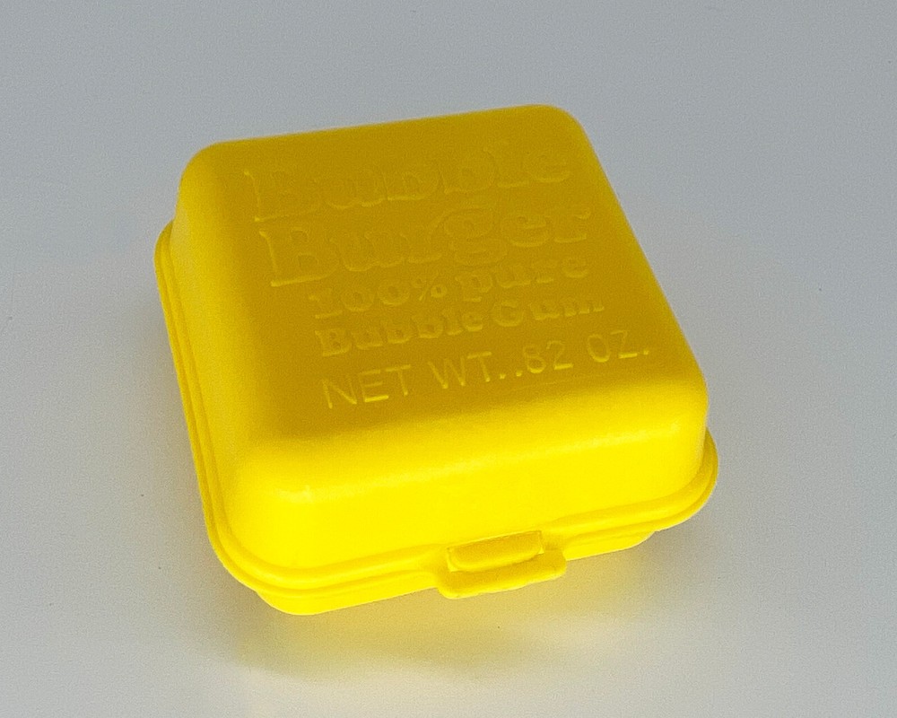 VTG 1978 YELLOW Fleer BUBBLE BURGER Bubble Gum Candy Container Package Display