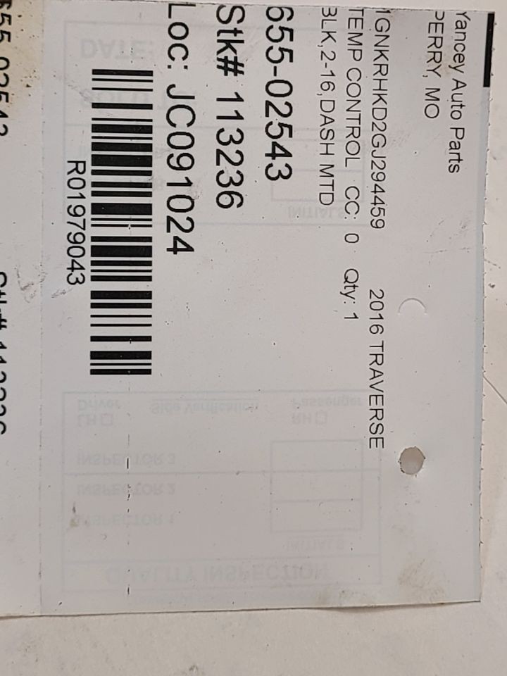 A/C Selector Switch fits 2016 Chevrolet Traverse front automatic opt CJ2 G