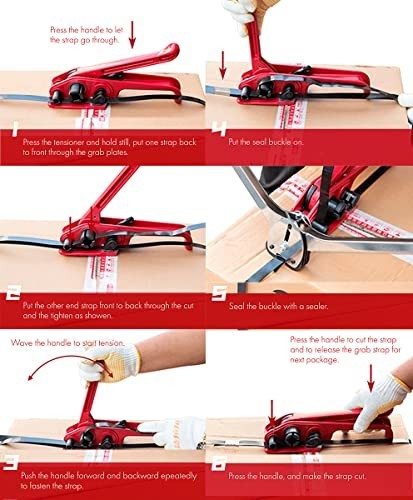 Manual Poly Strapping Tensioner & Cutter Tool Set for 1/2"-3/4" Polyester Strap