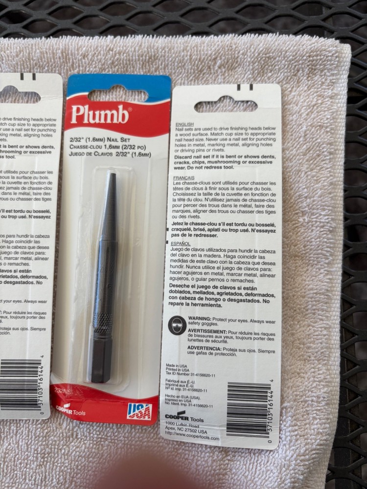3 PIECES Plumb Nail Punch Set