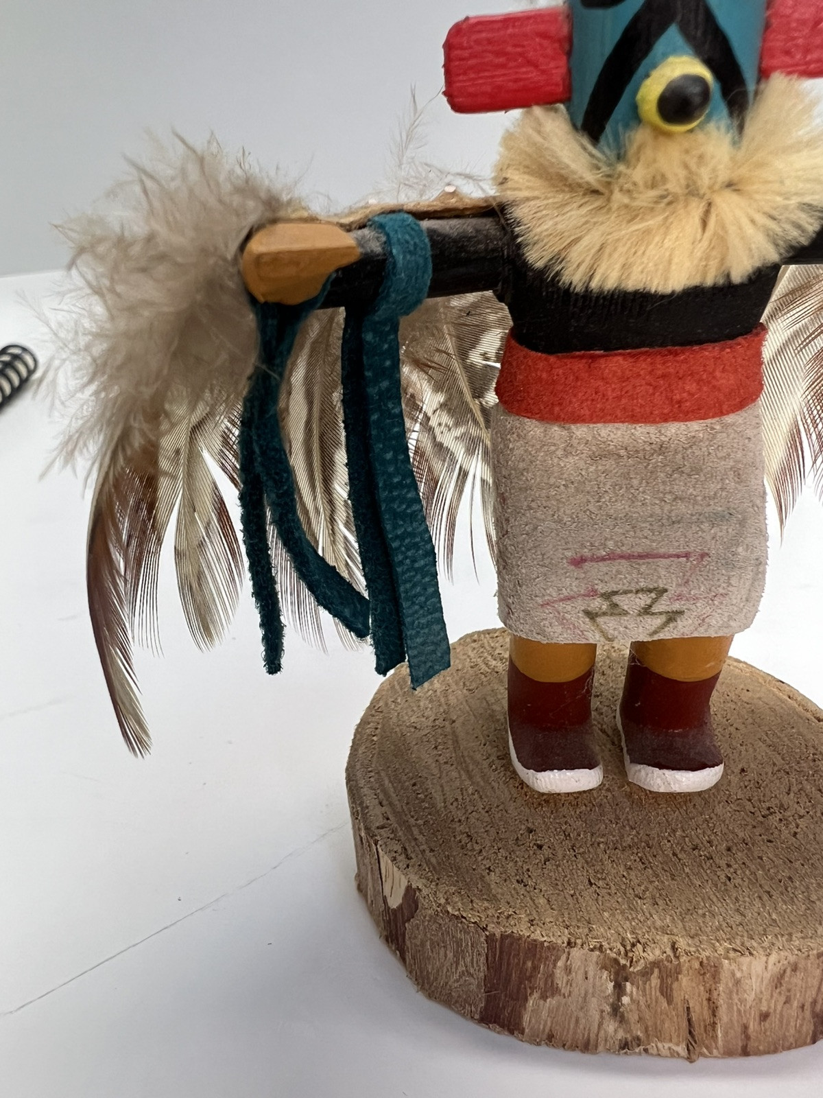 Native American Eagle Dancer VTG Kachina 4” Figurine Signed Lee Feathers