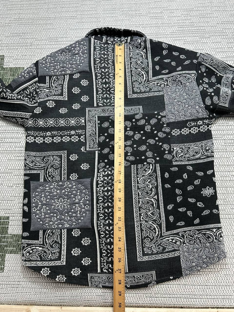 Zara Jacket Mens Medium Black Gray Paisley Bomber *