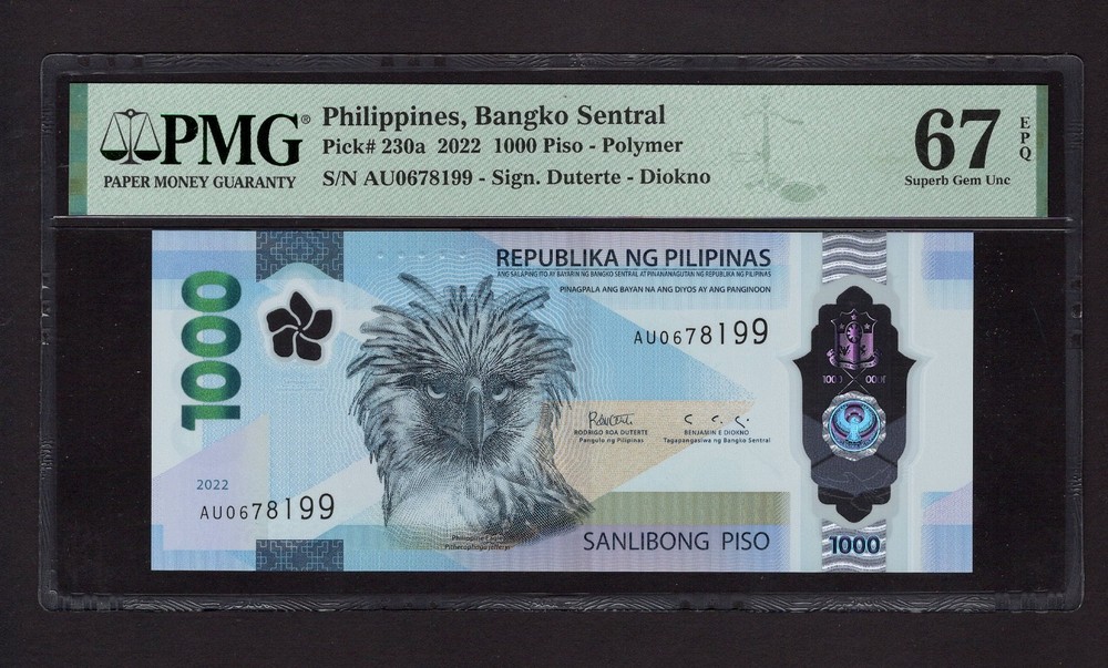 Philippines 1000 Piso 2022 P230a Uncirculated Grade 67