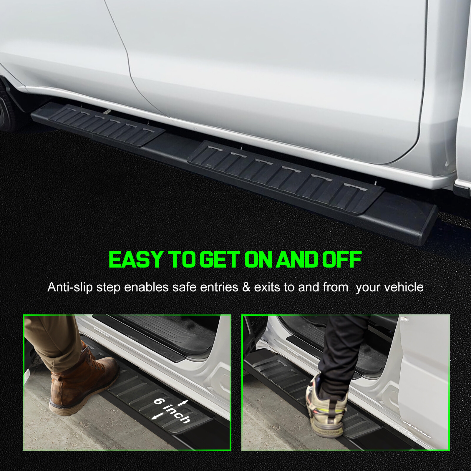 FIT 19-25 Ford Ranger super crew cab 6 inch Nerf Bar Running Boards Pickup BLK H