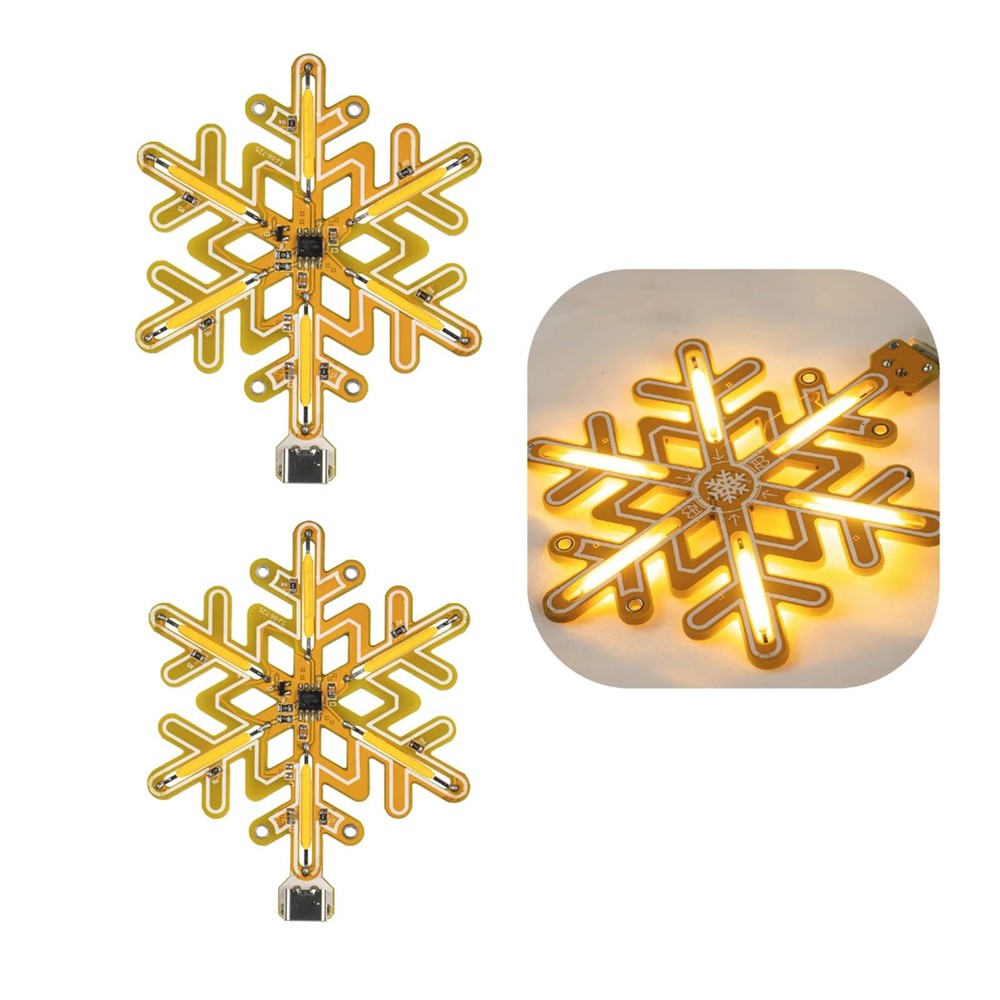 2 PCS Touch Dimming Snowflake Lighting Soldering Practice Kit PCB Board for S...