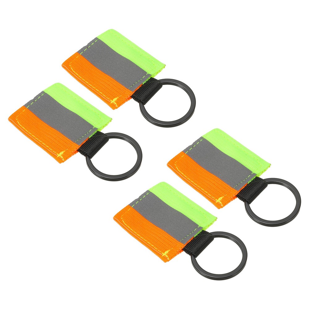 4 Pcs Reflective Keychain Tags, Reflective Zipper Pulls, Green/Orange