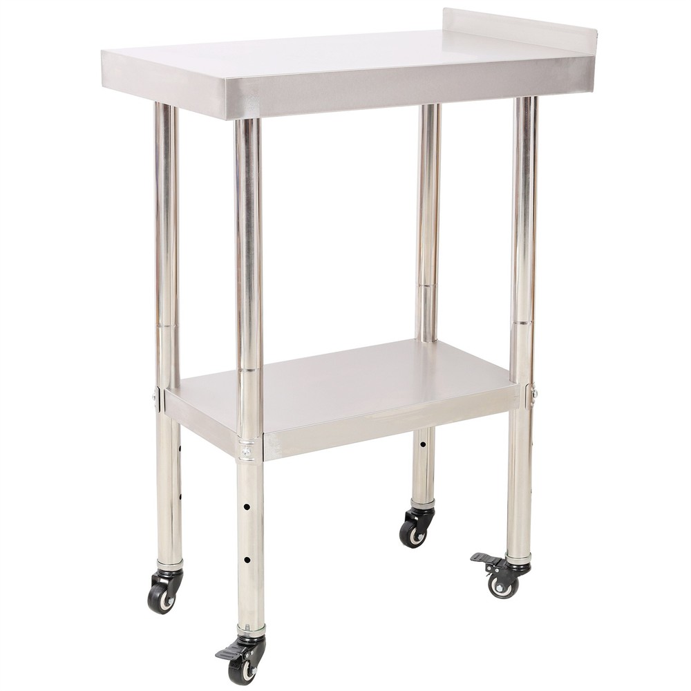 Stainless Steel Prep Table 440lbs Adjustable Undershelf Workstation w/Backsplash