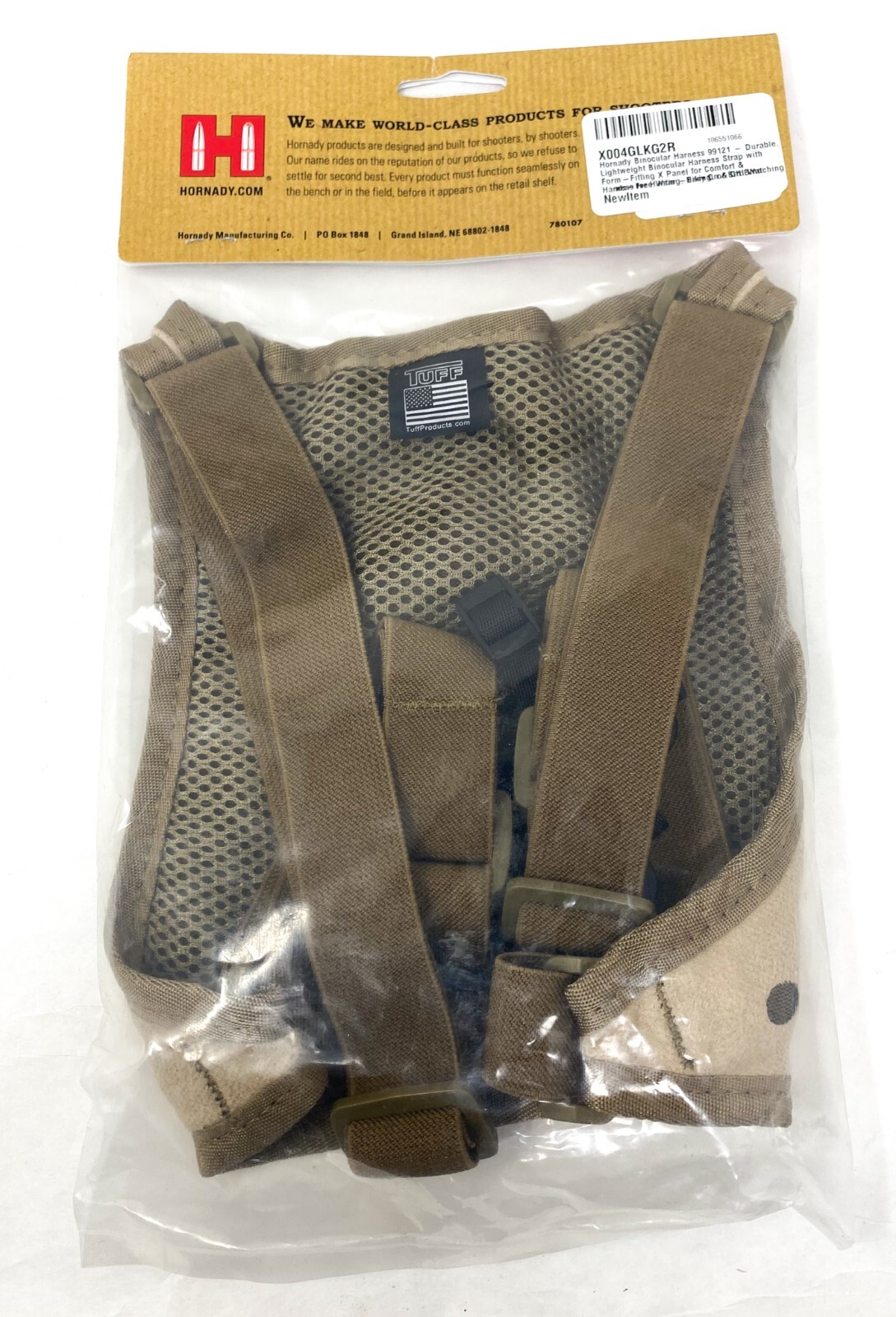 Hornady Binocular Harness Tan/Red Logo Lightweight Adjustable Bino Strap - 99121
