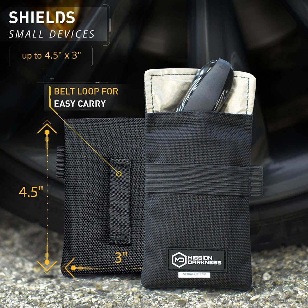 Mission Darkness Faraday Bag for Keyfobs (2-Pack) // RF 2 Pack, Black
