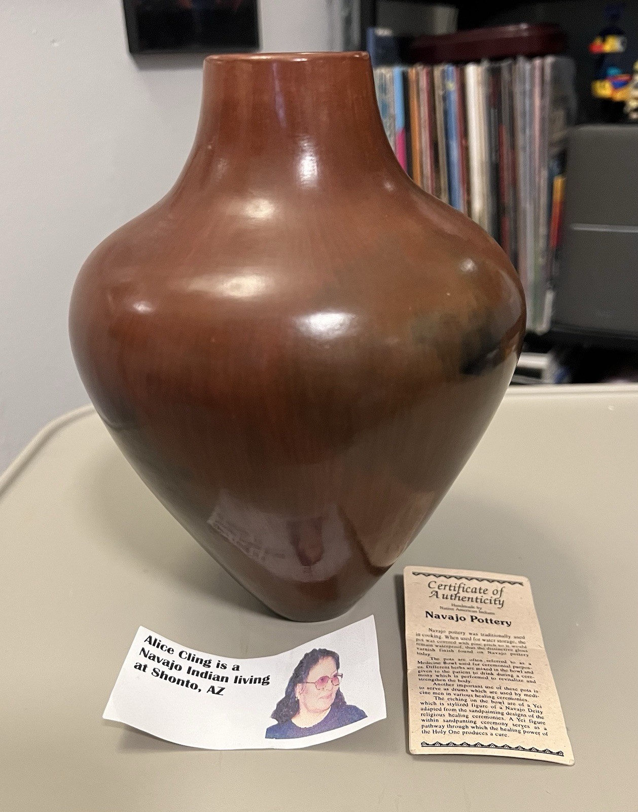 Beautiful Alice Cling Navajo Pottery | Signed by Artist W/COA | 7.5 Inches Tall