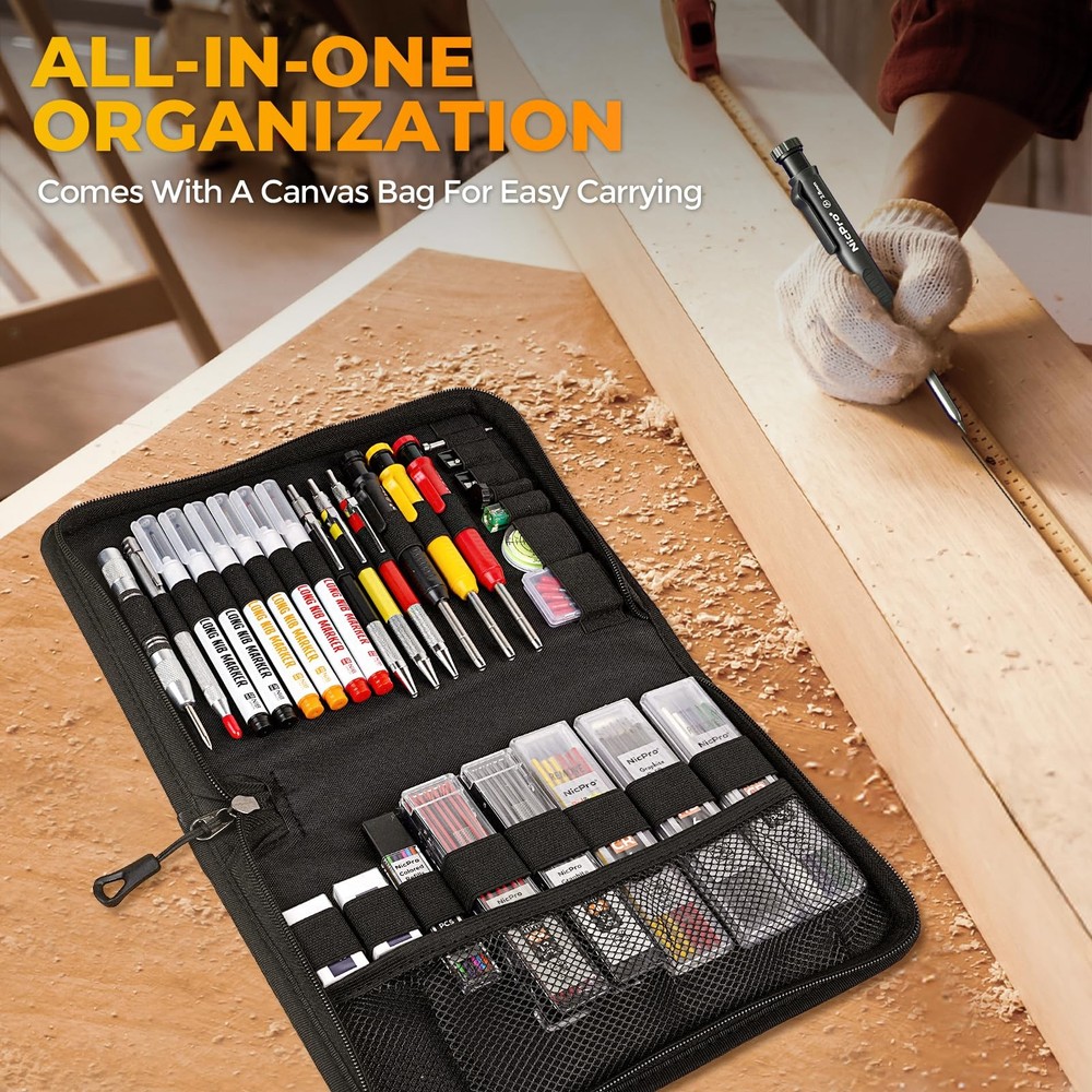 Nicpro 39 Pack Carpenter Pencils with Sharpener, Mechanical Carpenter Pencil ...