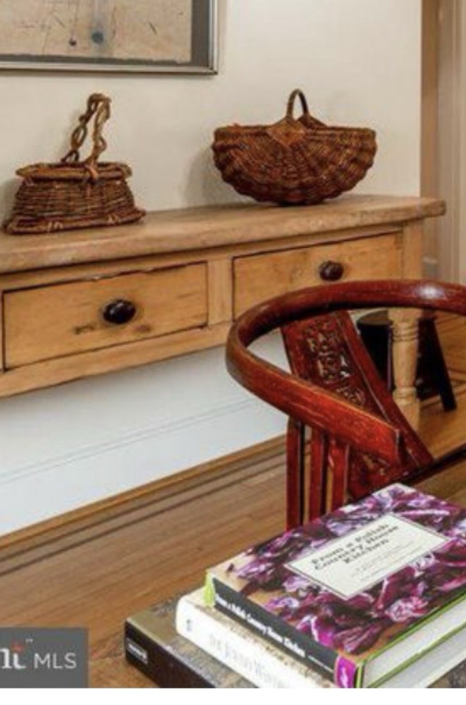 RUSTIC THREE DRAWER ELM TOP SIDEBOARD/BUFFET