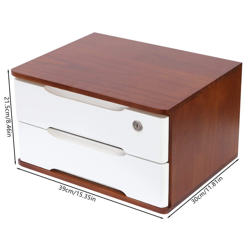 Wooden Desktop Storage Box, Desk Organizer, Desktop Storage Box with Lockable