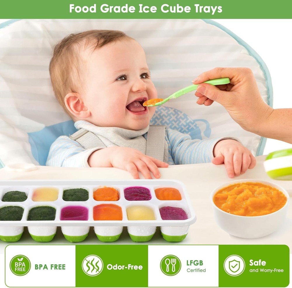 Ice Cube Trays, 4 Pack Durable Stackable Ice Trays for Freezer