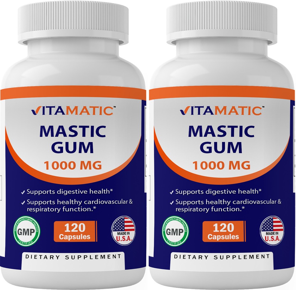 2 Pack - Vitamatic Mastic Gum 1000mg per Serving Support Digestive Func 240 caps