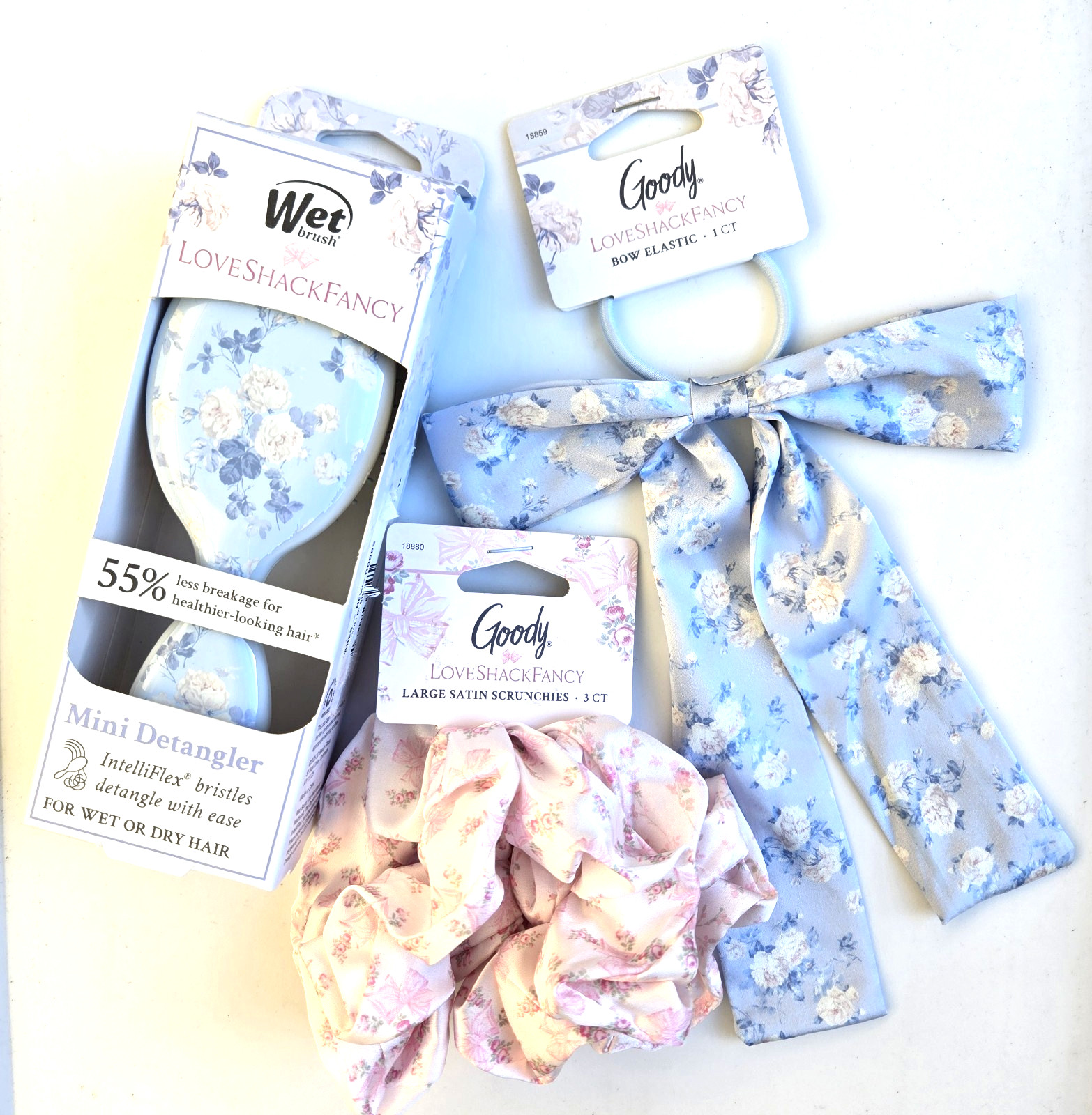 Love Shack Fancy x Target Wet Mini Brush, Goody Hair Scrunchies Bundle Trio New